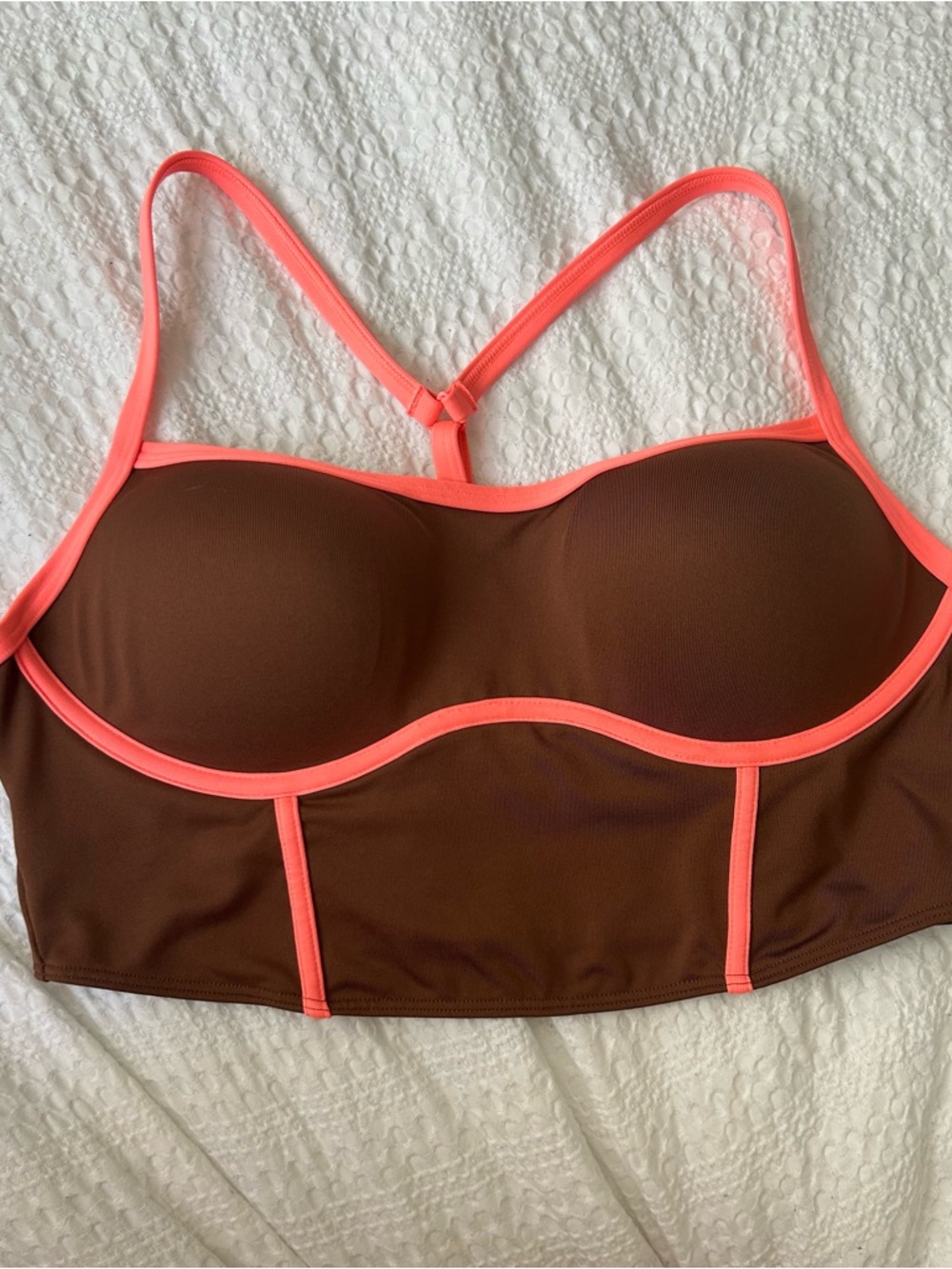 Victoria’s Secret PINK Sports Bra Push Up Long Line Padded Size L Brown / Orange